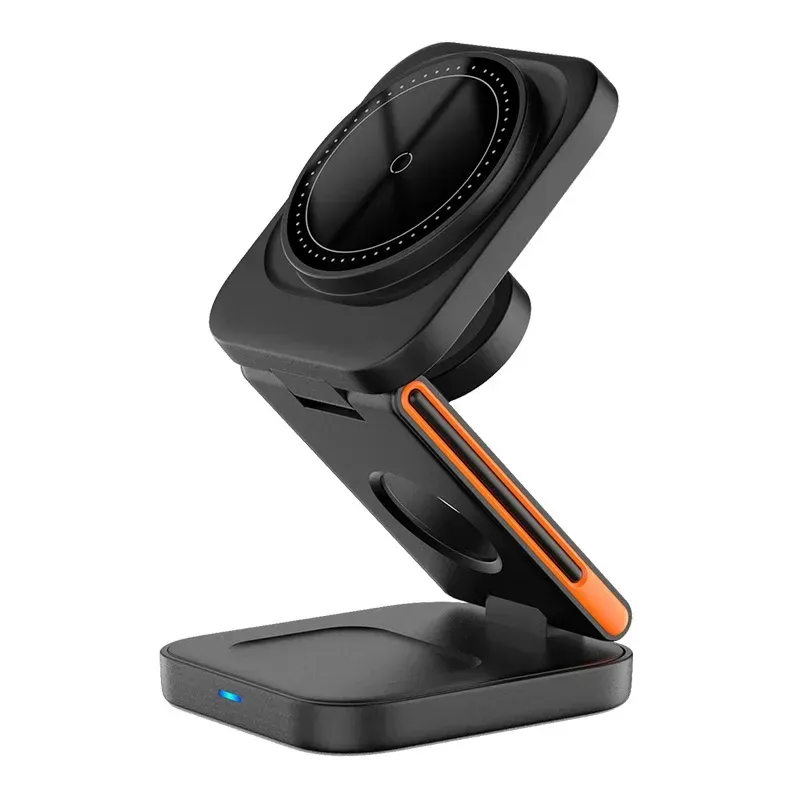 3-in-1 Faltbare Ladestation Schnelles Magnetisches Kabelloses Ladegerät für iPhone 17 16 15 14 13 12 Apple Watch 8 7 6 Airpods Pro