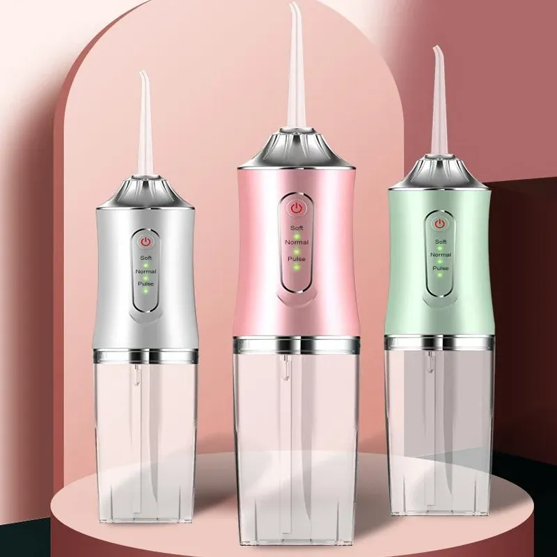 Tragbare Munddusche Dental Wasser Flosser USB Aufladbare Wasser Jet Zahnseide Zahn Pick Spitze 220 ml 3 Modi Zahnreiniger
