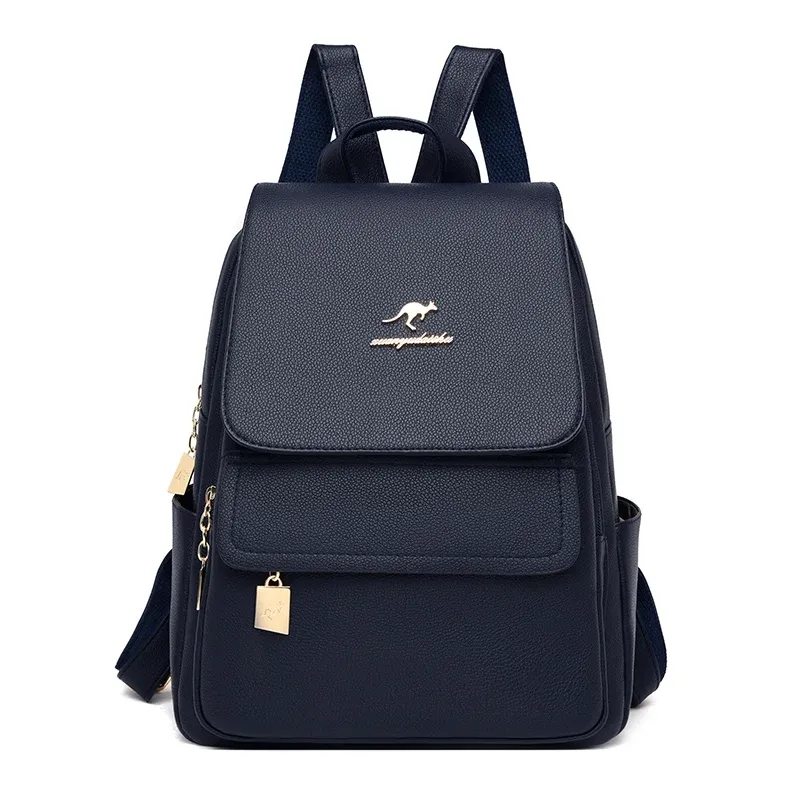 Hohe Qualität Leder Rucksack frauen Große Kapazität Reise Rucksack Mode Schule Taschen Mochila Schulter Tasche Für Frauen 2024 Neue