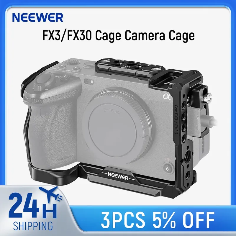 NEEWER FX3/FX30 Kamerakäfig mit Kabelklemme, NATO-Schiene, 3/8 ARRI-Positionierungslöcher für Sony FX3 FX30 Original XLR-Griff