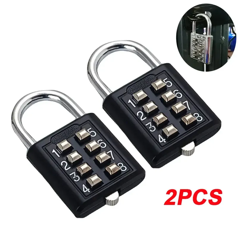 8-stelliges Passwortcode-Kombinations-Vorhängeschloss für den Außenbereich, wasserdicht, Zinklegierung, Koffer, Reisegepäck, Diebstahlschutz, intelligentes Schloss mit Schlüssel