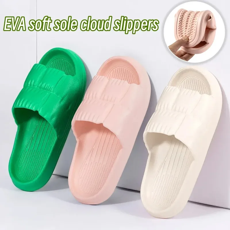2024 Frauen weiche Sohle Wolken pantoffeln dicke Plattform Indoor Outdoor Strands andalen Sommer Eva rutsch feste Flip Flops