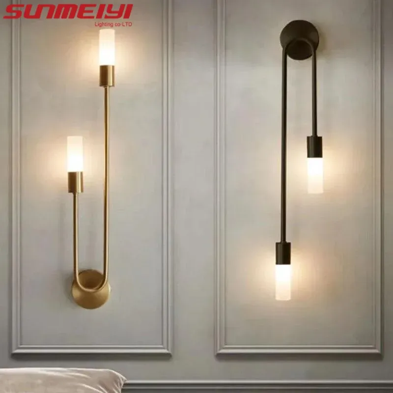 LED Goldene Schwarz Licht Luxus Wand Lampe Wohnzimmer Nordic Moderne Minimalistischen Kreative Hintergrund Wand Korridor Schlafzimmer Nacht