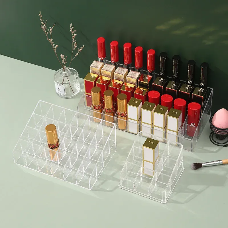 Transparenter Lippenstift-Aufbewahrungsständer für den Haushalt, Organisationsbox aus Kunststoff, Desktop-Lippenstift-Sortierständer, Kosmetik-Aufbewahrungsbox