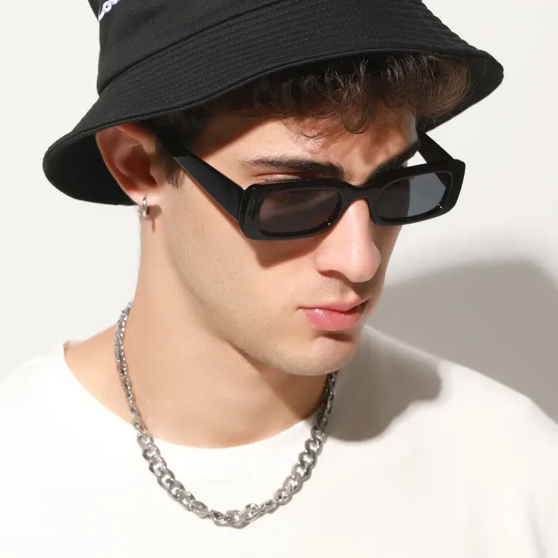 Quadratische Sonnenbrille Männer Rechteck Marke Designer Kleine Sonnenbrille Männlich Retro Schwarz Objektiv Fahren Angeln Oculos UV400