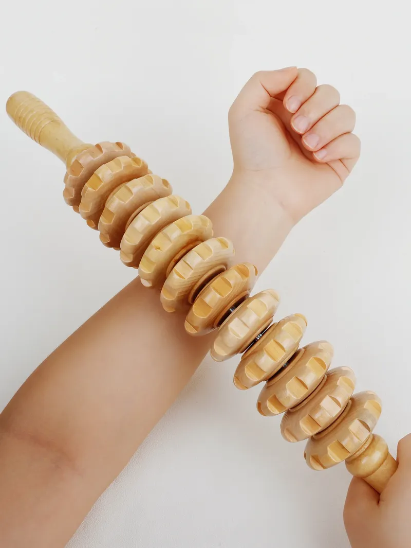 Holz Therapie Roller Getriebe Stick Massage Werkzeug Cellulite Abnehmen Roller Massagegerät Lymphdrainage Körper Gestaltung Trigger Stick