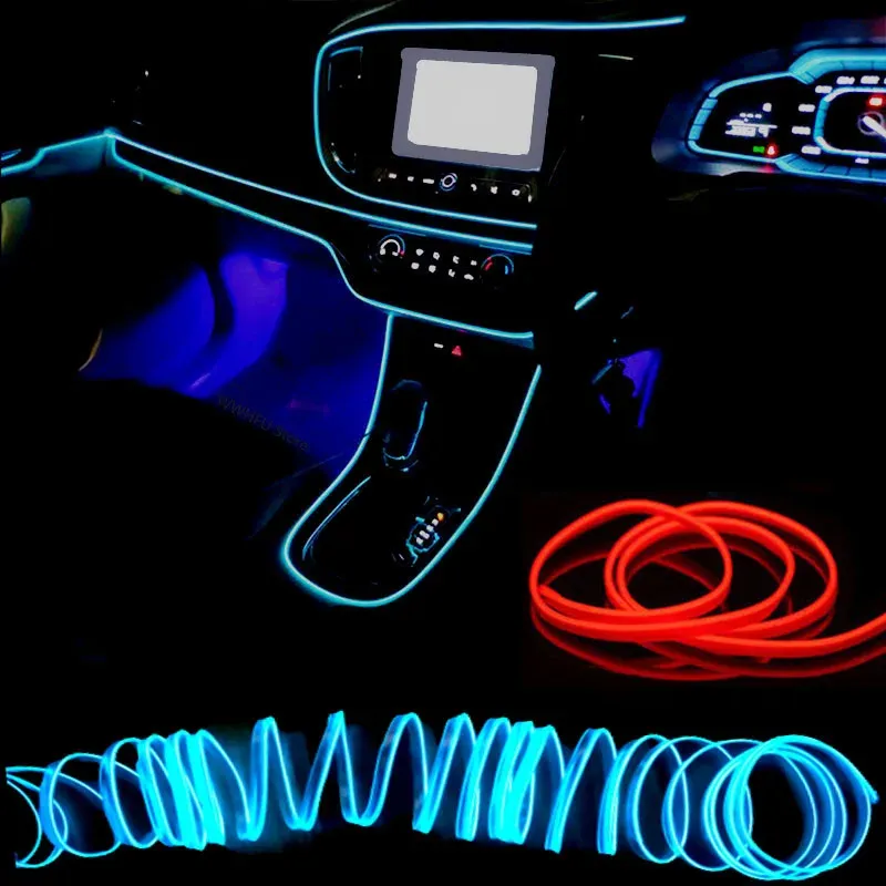 5m Auto Innen Atmosphäre Beleuchtung LED Streifen 5V DIY Flexible EL Kaltlicht Linie Rohr Mit USB Auto dekoration Umgebungs Lampe