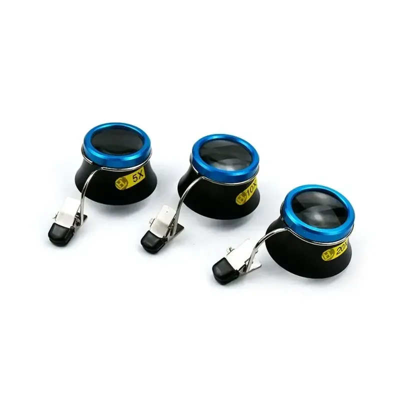 5X 10X 20X Vergrößerungsglas Clip-On Lupe Uhrmacher Schmuck Uhrenreparatur Werkzeuge Vergrößerungsglas-Set Service-Werkzeug