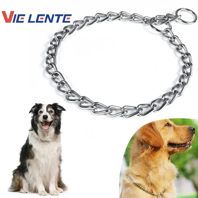 Edelstahl-Slip-Kettenhalsband für Hunde, verstellbares Haustierzubehör, Hundehalsband für kleine, mittelgroße und große Hundehalsbänder, Hundegeschirr