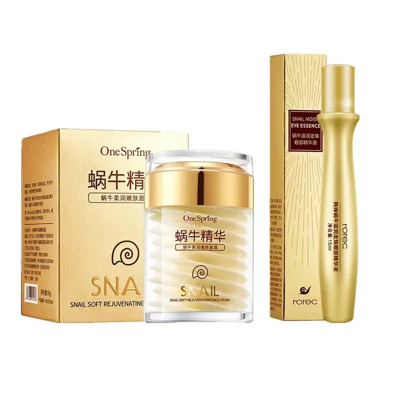 Hautpflege-Set Schnecken-Kollagen-Creme, Anti-Aging, Haut aufhellen, Gesichtscreme, verblasst dunkle Augenringe, entfernt Tränensäcke, Augenserum