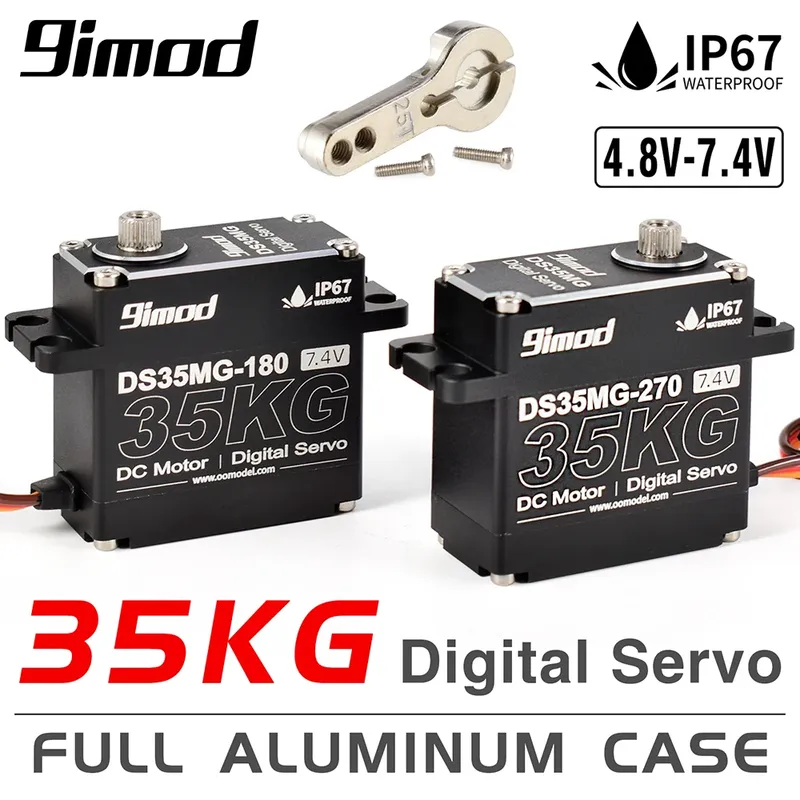 9imod DS35MG 35 kg wasserdichtes Servo 180 ° /270 °   Vollaluminiumgehäuse, Edelstahlgetriebe mit hohem Drehmoment für 1/8 1/10 RC Car