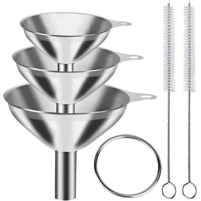 3/5-teiliges Edelstahl-Küchentrichter-Set, Lebensmittelechte Metalltrichter zum Befüllen von Flaschen, Kleine Trichter für Ätherische Öle und Gewürze
