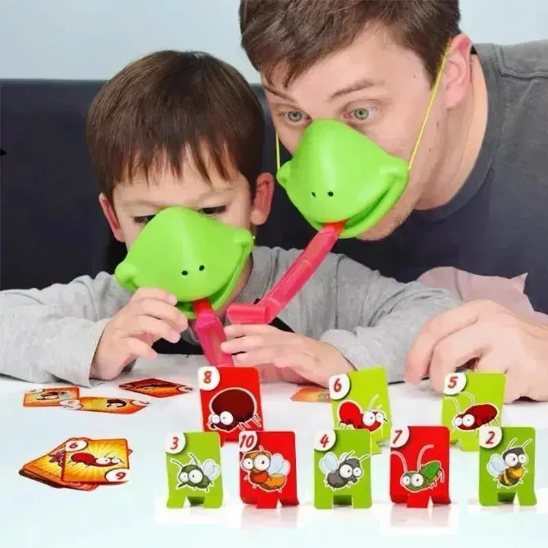 Frosch Maske Wagging Zunge Lecken Karten Brettspiele für Kinder Familie Party Spielzeug Antistress Lustige Desktop Puzzle Spiel Spielzeug