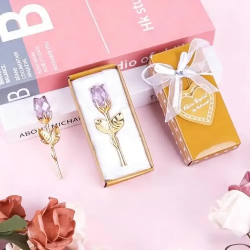 1/2 Stück Ewige Kristallglas-Rose - Valentinstag Hochzeitsgeschenk für Freundin Ehefrau Künstliche Blume Ohne Box
