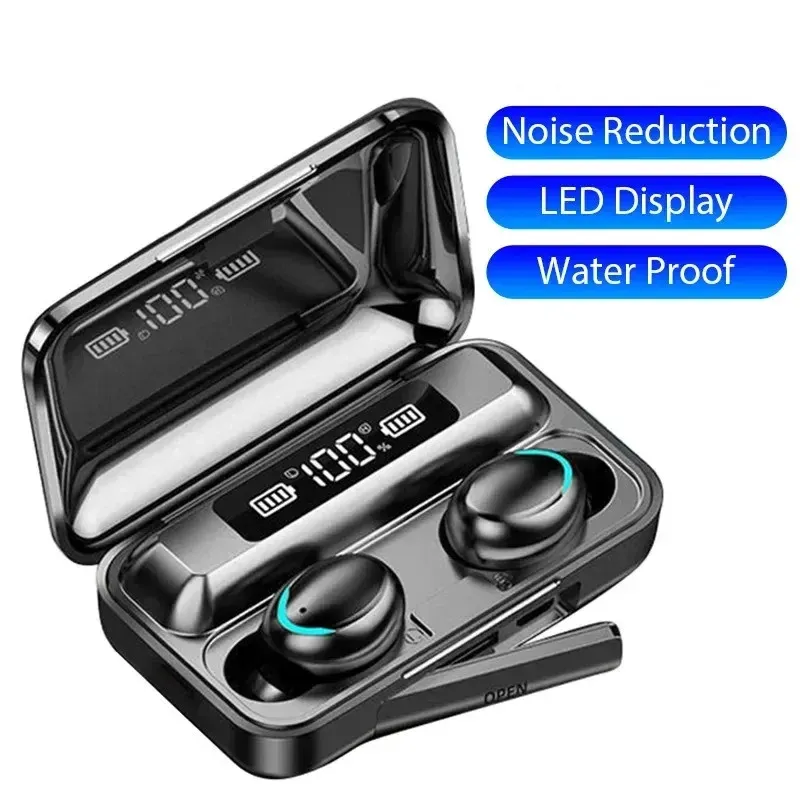 F9 Drahtlose Kopfhörer LED Display Binaural TWS Drahtlose Bluetooth Headset Wasserdichte Noise Reduction Bluetooth Kopfhörer