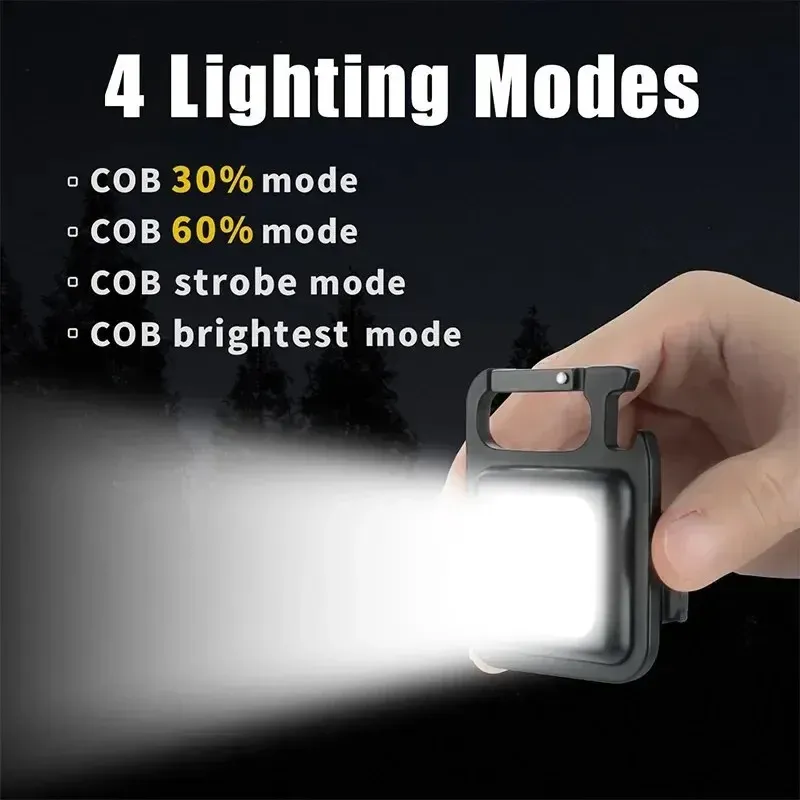 Superhelles 1500LM Arbeitslicht COB 500mAh LED-Taschenlampe Taschen-Schlüsselanhänger USB wiederaufladbar Wasserdicht für Outdoor-Camping
