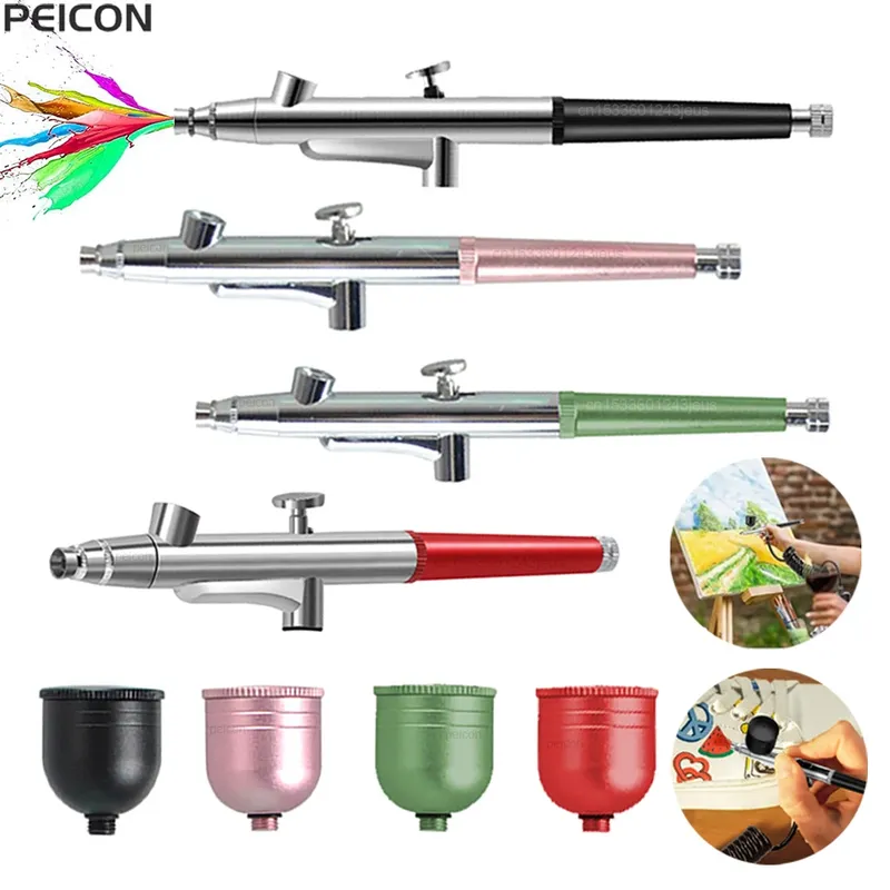 Airbrush Mini-Spritzpistole zum Malen Modell Kuchen Farbspritzpistole 0,3 mm Düsen Tragbare Luftpinsel-Spritzpistole mit Reinigungsset