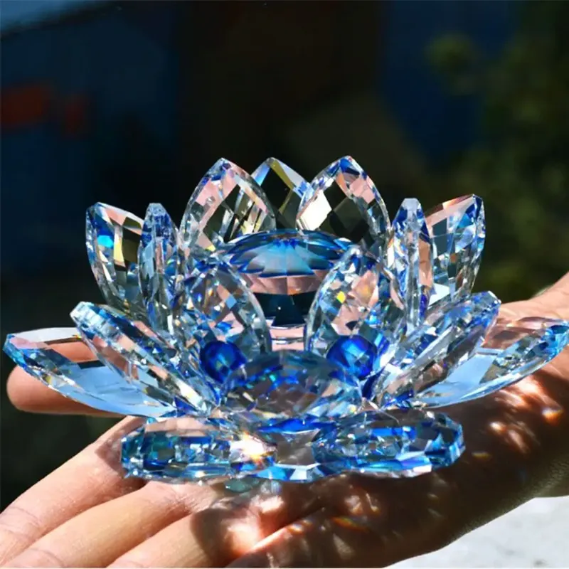 Feng shui Quarz Kristall Lotus Blume Handwerk Glas Briefbeschwerer Ornamente Figuren Hause Hochzeit Party Decor Geschenke Souvenir