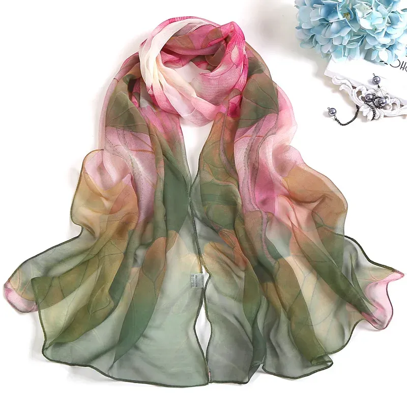 RUNMEIFA 2023 Neue Mode Frühjahr/Sommer Frauen Blumen Druck Strand Silk Schal Schals Weibliche Lange Wraps Strand Sonnencreme hijab