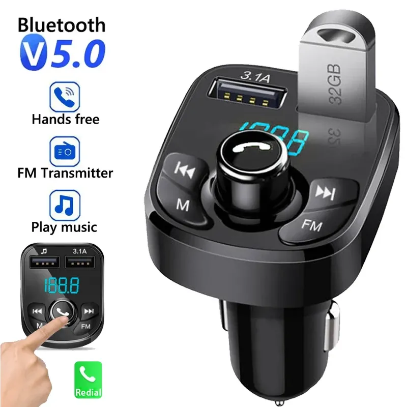 Auto ladegerät FM Sender Bluetooth Audio Dual USB Auto MP3-Player Autoradio Freis prec heinrich tung 2.4a Schnell ladegerät Autozubehör