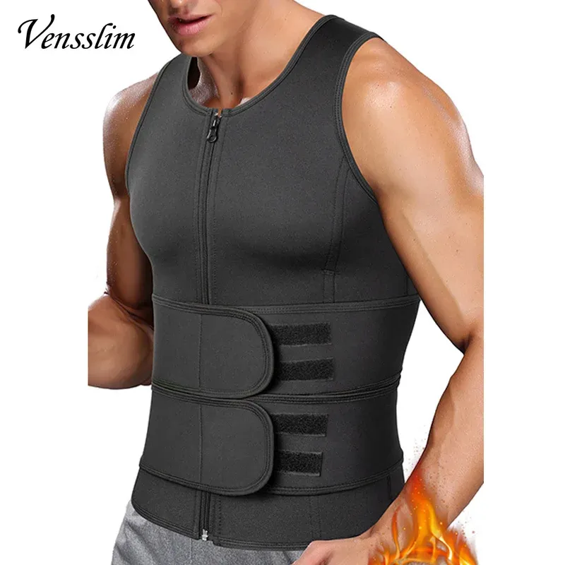 Männer Body Shaper Taille Trainer Sauna Weste Doppel Gürtel Sweat Shirt Korsett Top Bauch Abnehmen Shapewear Fett Brennen Fitness Anzüge