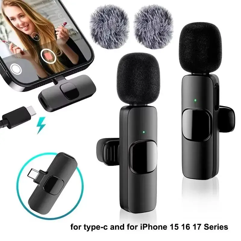 Kabelloses Lavalier-Mikrofon Mini USB-C Geräuschunterdrückung für iPhone Android Live-Streaming Interviews Tragbares Handmikrofon
