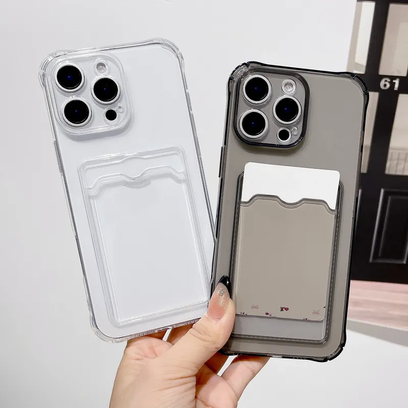 Klare, stoßfeste ID-ATM-Kartensteckplatz-Schutzhülle für iPhone 16 15 14 13 12 11 Pro Xs Max Mini 16e X XR Silikon-Telefonhülle