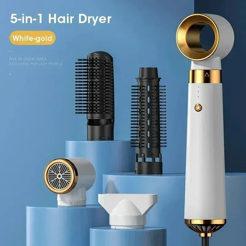 5-in-1 Haartrockner mit Glätteisen und Lockenstab für Zuhause, Reisen und Salon, 110V/220V Negativ-Ionen Schnelltrocknender Styler mit Starkem Luftstrom