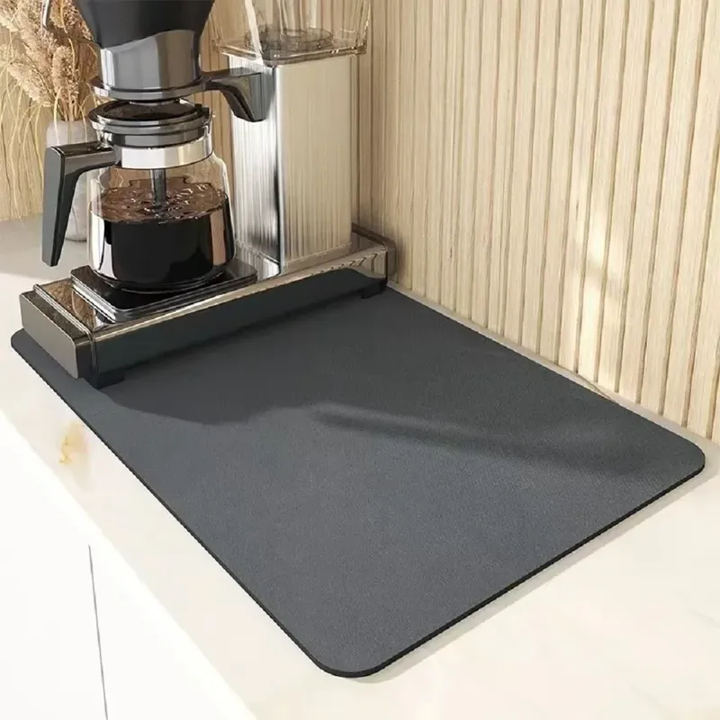 Kaffeemaschinenmatte, Küchenabflusematte, Utensilien-Trocknungsmatte, schnell trocknendes, saugfähiges Tischset mit Kieselgurten