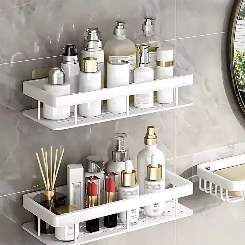 Aluminium Legierung 1/2/3 stücke Kein Bohrer Wand Badezimmer Regal Shampoo Rack Make-Up Lagerung Organizer Dusche Regal bad Zubehör