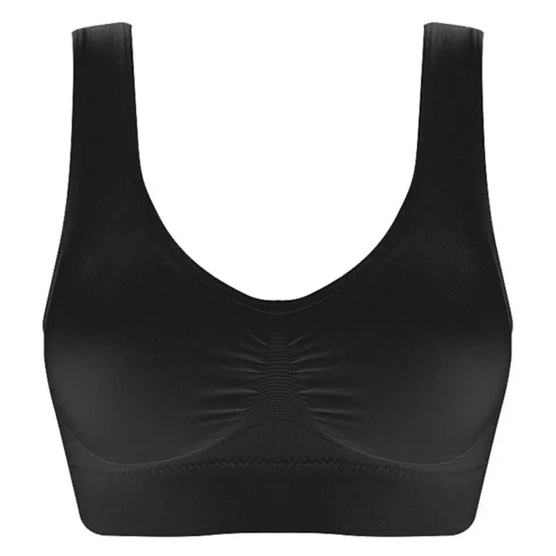 Frauen Nahtlose Bhs Leibchen Unterwäsche Crop Top XXL 3XL Schwarz Reine Farbe Sport Gym Laufen Fitness Yoga