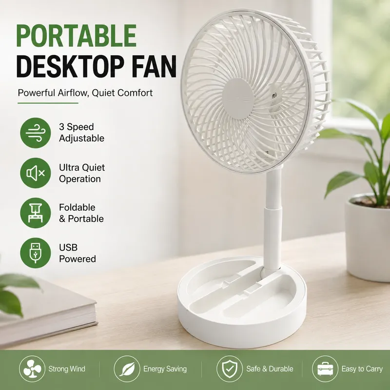 USB-Direktventilator für den Schreibtisch, Premium-Luftstrom, tragbare Kühlung für modernes Wohnen, leiser Premium-Ventilator, geeignet für Wohnheime und Büros