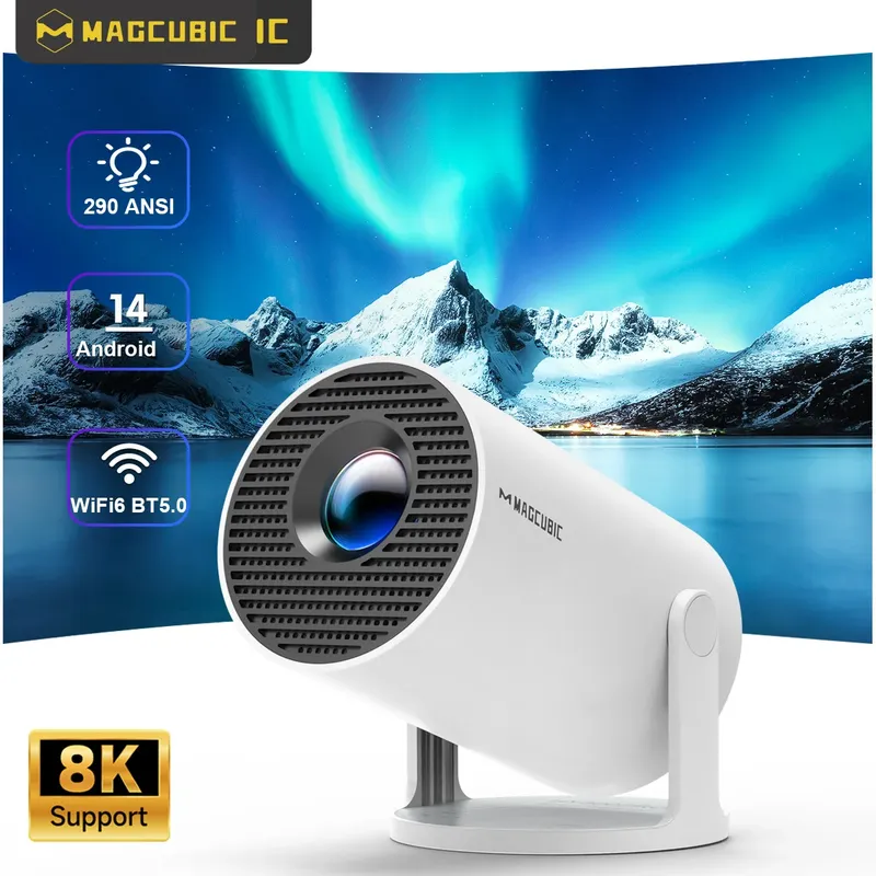 Magcubic Projektor HY300 Pro 8K Android 14 Dual Wifi6 290ANSI Allwinner H726 BT5.4 1080P 1280*720P Heimkino Outdoor Projetor