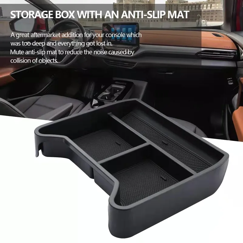 Auto-Mittelkonsolen-Armlehnen-Aufbewahrungsbox, Zierleisten für Volkswagen VW ID.4 ID4 ID4 CROZZ Innen-Organizer