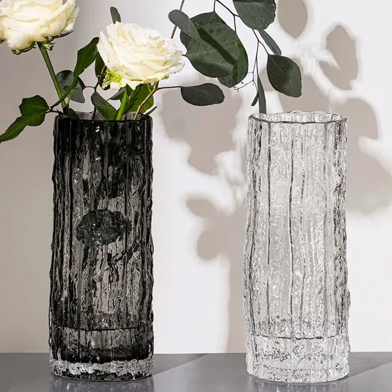 Vase Gletscher Vase Glas transparente Blumen arrangement Rose Blume Wohnzimmer Esstisch Dekoration Flasche