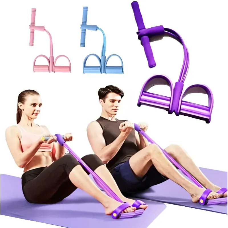 Vierrohr-Pedalspanner, multifunktionales Haushalts-Fitnessgerät, Yoga, Bauchstärkung, elastisches Band, Spannseil