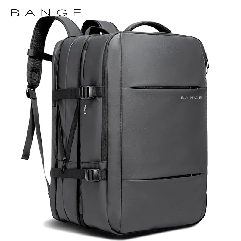 BANGE Ästhetischer Herren-Business-Rucksack, Schule, erweiterbare USB-Tasche, großes Fassungsvermögen, 17,3 Laptop, wasserdicht, modischer Reiserucksack