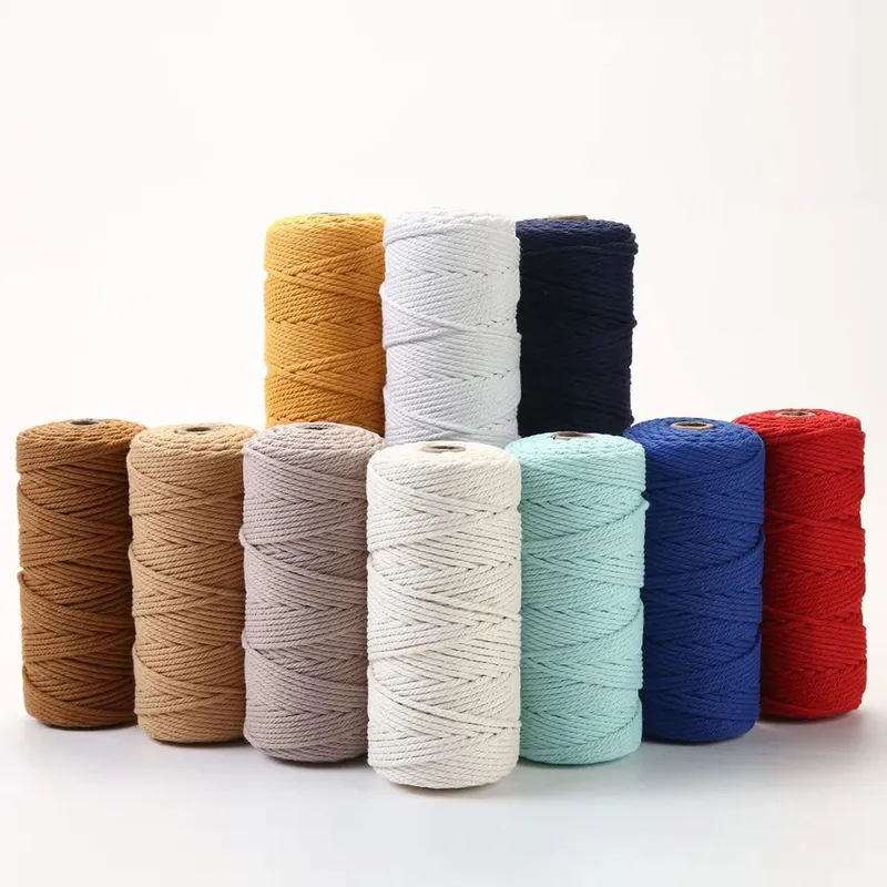 3 mm/4 mm 100 m natürliche Makramee-Schnur, 100 % farbiges Baumwollseil, handgefertigt, Boho-Heimdekoration, Basteln, Stricken, Weihnachten, Hochzeit, Dekoration