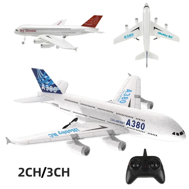 A380 2CH 3CH RC Flugzeug Airbus EPP Schaum Flugzeug Spielzeug 2,4G Glide Fixed Wing RTF Flugzeug Outdoor Spielzeug drohne Kinder Geburtstag Geschenke