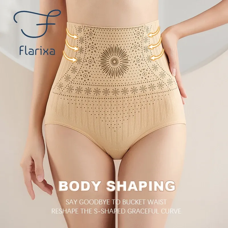 Flarixa Nahtlose Hohe Taille Postpartale Höschen Damen Bauch Hip Lift Slips Körperformende Hosen Plus Size Atmungsaktive Unterwäsche