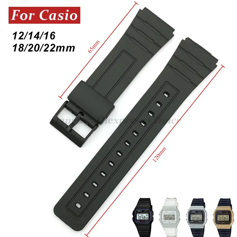 12/14/16/18/20/22 mm Silikonkautschukarmband für Casio W800H A158/168 AE1200/1300 Armband für SGW400 F91W F84 F105/108 Armband