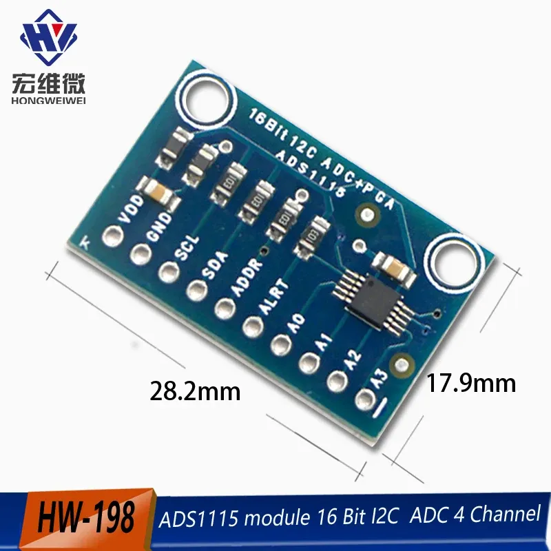 ADS1115 16 Bit I2C Modul Präzision ADC 4 Kanal Entwicklungsboard Pro Gain Verstärker 2,0 V bis 5,5 V für Arduino