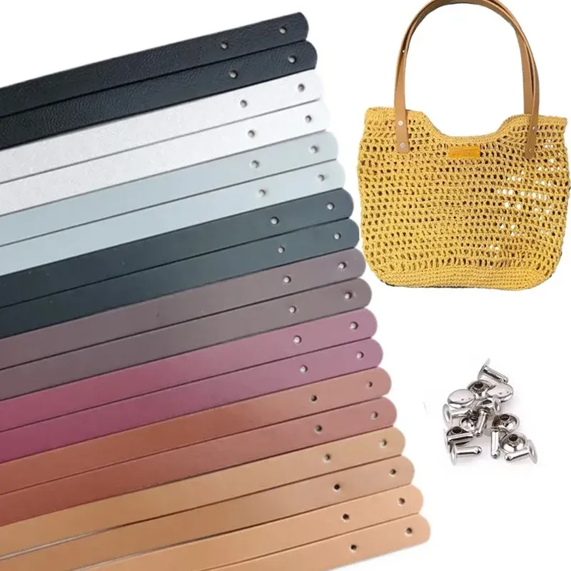 2 Stück handgefertigter Taschengurt aus PU-Leder, Ersatzgriffe für modische gewebte Taschen, Zubehör, DIY-Schulterhandtaschen-Tragegurte
