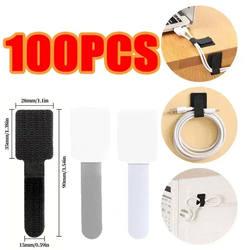 5/100Pcs Wiederverwendbare Kabel Organizer Schreibtisch Draht Wickler Kabelbinder Organizer Selbstklebende Kabel Seil Halter Kabel Schutz riemen
