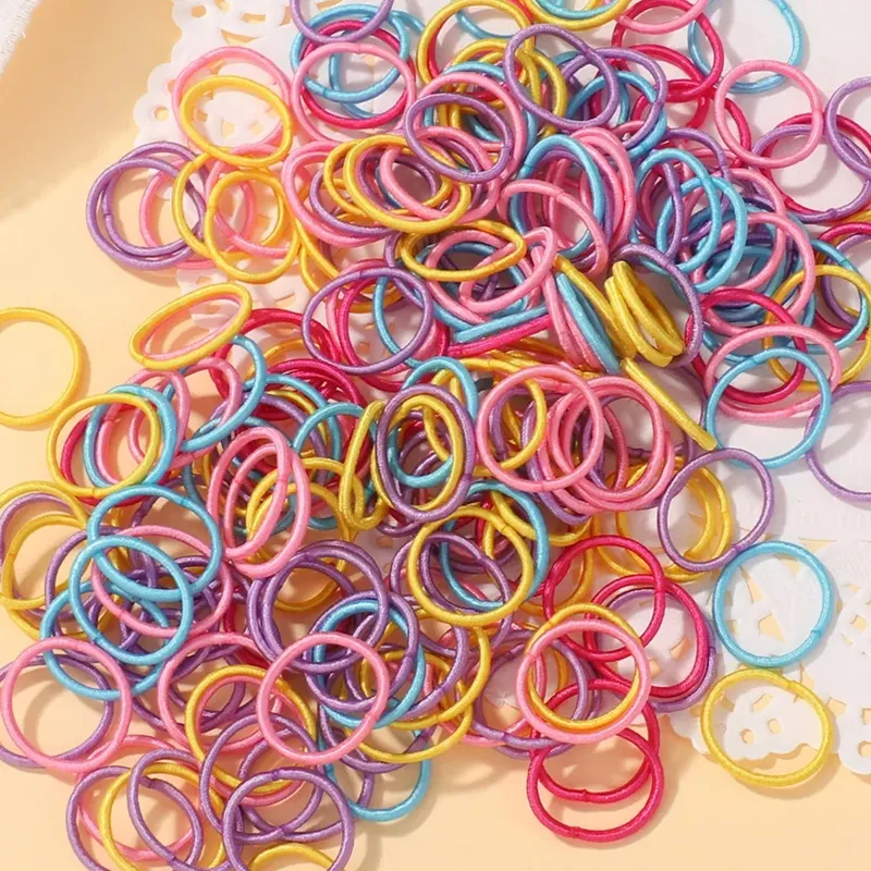 100 Teile/los 2 cm Haargummis Gum Bunte Nylon Gummiband Seil Puppe Haar Zubehör Für Baby Mädchen Schwarz Elastische Haarbänder geschenk