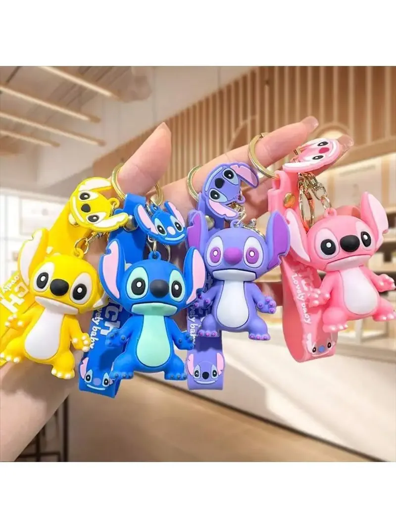 1PC Stich Schlüsselbund Cartoon Charakter Action-figuren Schlüsselanhänger Tasche Telefon Anhänger Geschenk Dekorieren Sammlung Zubehör