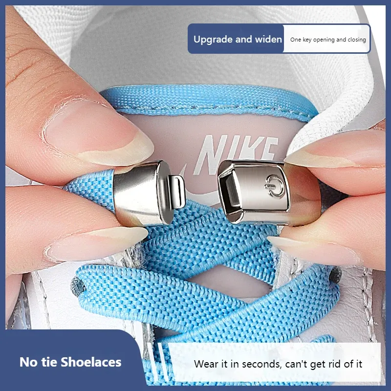 No Tie Schnürsenkel Press Lock Schnürsenkel ohne Krawatten Elastische Schnürsenkel Sneaker Kinder Erwachsene 8MM Verbreiterte flache Schnürsenkel für Schuhe