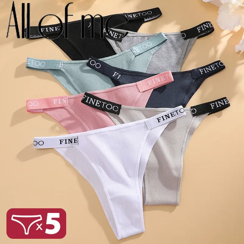 5 Teile/satz Sexy Dessous Frauen Baumwolle Höschen Finetoo Brief Niedrigen Taille Weibliche Slips Unterwäsche Komfort Unterhose Frauen Dessous