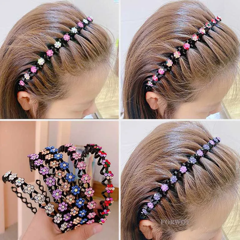 Neue rutschfeste Strass-Stirnbänder, solide Wellen-Haarbänder für Frauen und Mädchen, Lünette, modischer Haarreifen, Damen-Boutique-Haar-Accessoires