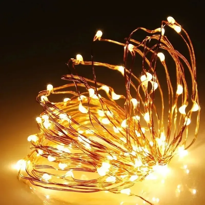 USB-LED-Lichterkette aus Kupferdraht, 20 m, 200 LEDs, für den Außenbereich, Girlande für Weihnachtsbaum, Hochzeit, Party-Dekoration